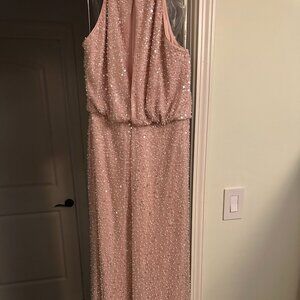 TADASHI LIGHT PINK "ROSE" SEQUIN BEADED GOWN SZ 10